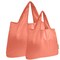 Wrapables Large & Small Foldable Tote Nylon Reusable Grocery Bags, Set of 2, Grapefruit